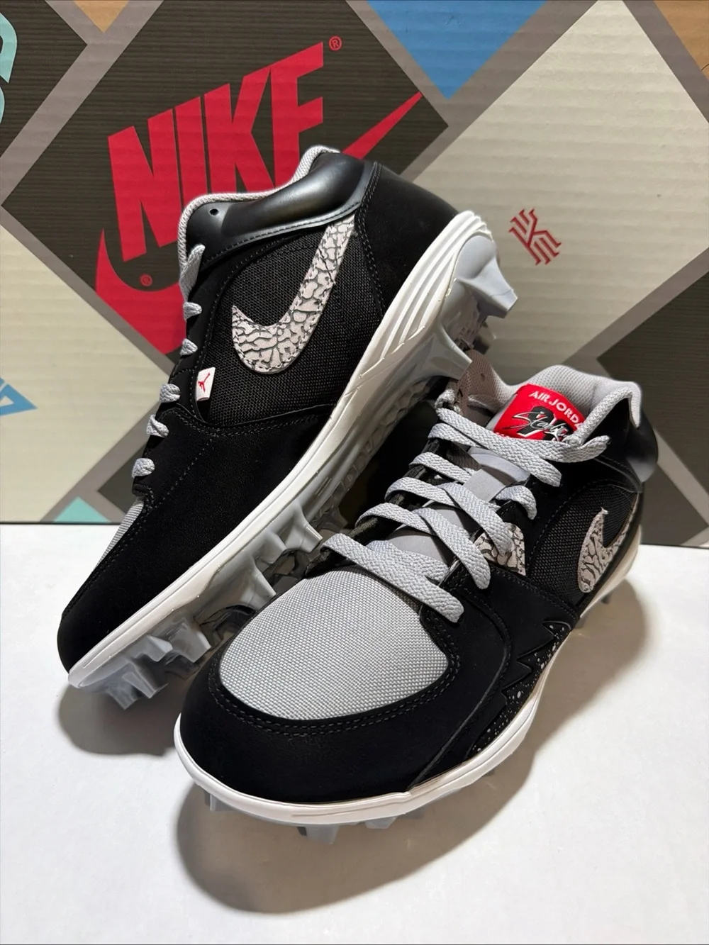 Nike Air Jordan Stadium 90 Low TD Black Cement Football HQ0210-060 Men’s